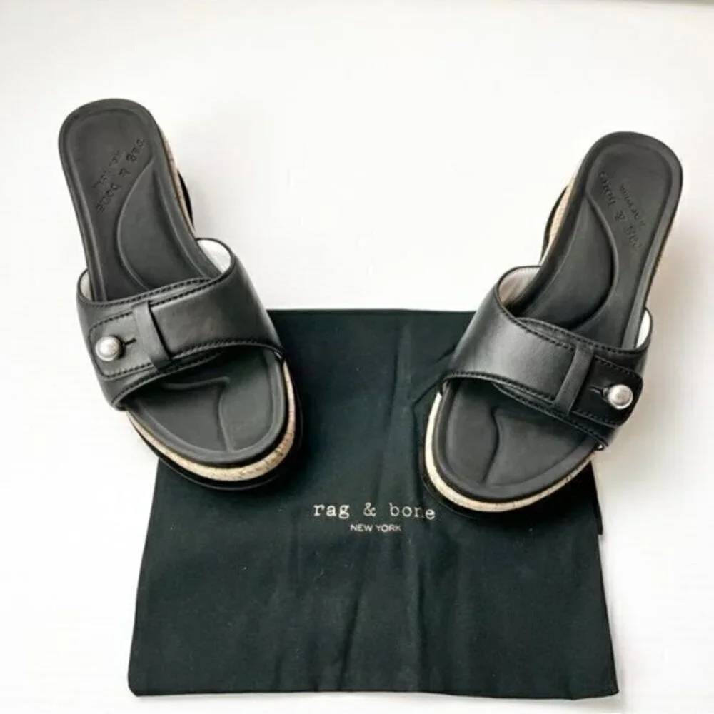 Rag & Bone Women's Black Ragbone Sommer Wedge Sandal size 8.5